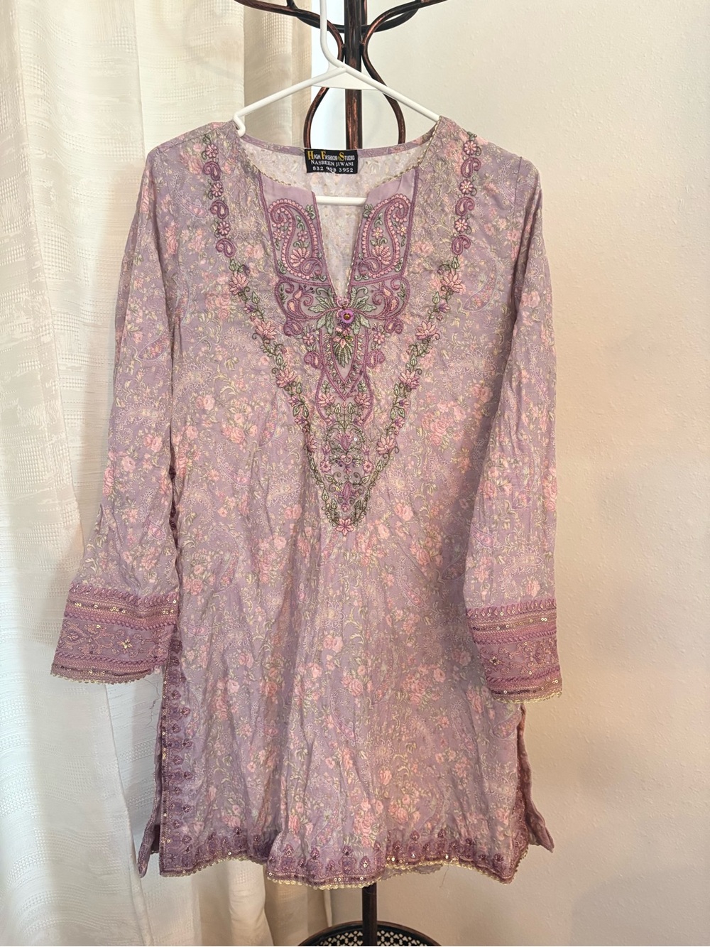Embroidered Lavender Paisley Tunic